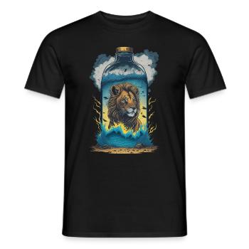 Löwe In Flasche - Männer T-Shirt - Schwarz - Vorne - AI Model Male 178 light (178cm)