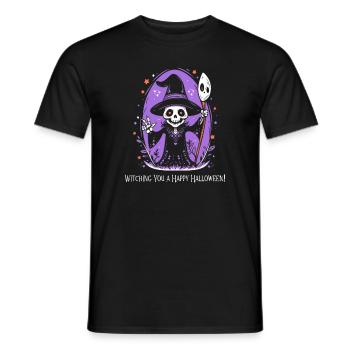 Happy Halloween T-shirt, Female Wizard - Men's T-Shirt - black - Front - AI Model Male 178 light (178cm)