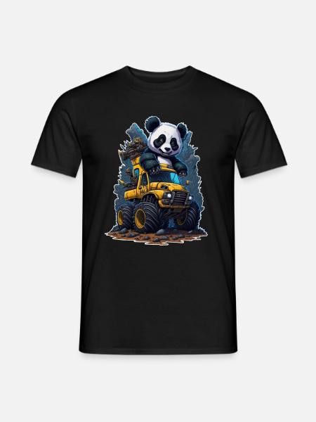 Panda Monstertruck - Männer T-Shirt - Schwarz