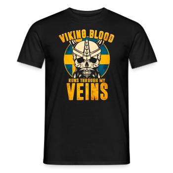 Wikinger Blut fliesst durch meine Adern - Schweden - Männer T-Shirt - Schwarz - Vorne - AI Model Male 178 light (178cm)
