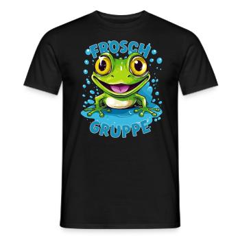 Cartoon Froschgruppe Kindergarten Gruppentier - Männer T-Shirt - Schwarz - Vorne - AI Model Male 178 light (178cm)