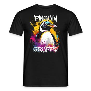 Graffiti Pinguingruppe Kindergarten Gruppentier - Männer T-Shirt - Schwarz - Vorne - AI Model Male 178 light (178cm)