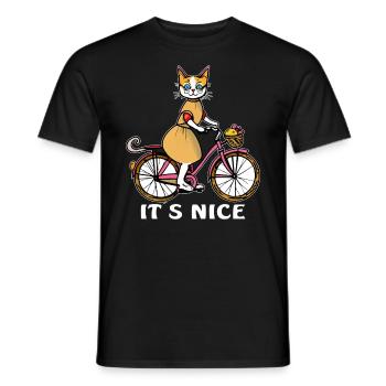 KATZE FAHRRAD IT`S NICE - Männer T-Shirt - Schwarz - Vorne - AI Model Male 178 light (178cm)