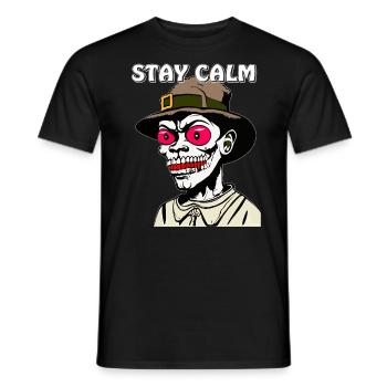 HALLOWEEN STAY CALM - Männer T-Shirt - Schwarz - Vorne - AI Model Male 178 light (178cm)
