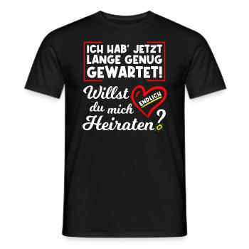 Willst du mich endlich heiraten? Heiratsantrag - Männer T-Shirt - Schwarz - Vorne - AI Model Male 178 light (178cm)