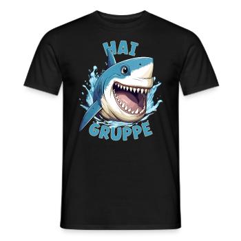 Comic Haigruppe Kindergarten Gruppentier Hai - Männer T-Shirt - Schwarz - Vorne - AI Model Male 178 light (178cm)