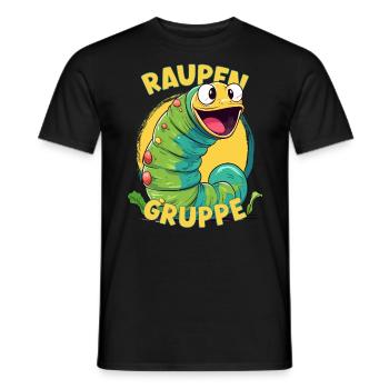 Comic Raupengruppe Kindergarten Gruppentier Raupe - Männer T-Shirt - Schwarz - Vorne - AI Model Male 178 light (178cm)