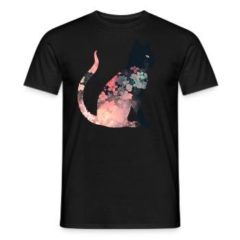 Floral Cat Silhouette - Men's T-Shirt - black - Front - AI Model Male 178 light (178cm)