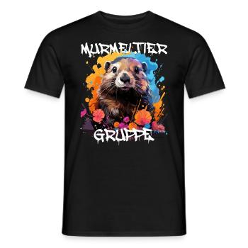 Graffiti Murmeltiergruppe Kindergarten Gruppentier - Männer T-Shirt - Schwarz - Vorne - AI Model Male 178 light (178cm)