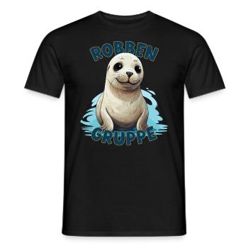 Comic Robbengruppe Kindergarten Gruppentier Robbe - Männer T-Shirt - Schwarz - Vorne - AI Model Male 178 light (178cm)