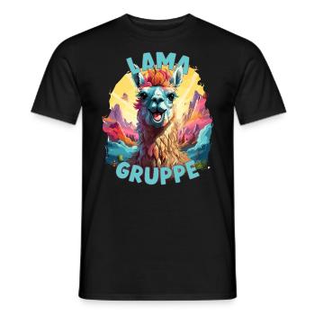 Comic Lamagruppe Kindergarten Gruppentier Lama - Männer T-Shirt - Schwarz - Vorne - AI Model Male 178 light (178cm)