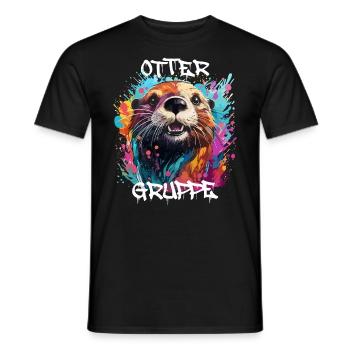 Graffiti Ottergruppe Kindergarten Gruppentier - Männer T-Shirt - Schwarz - Vorne - AI Model Male 178 light (178cm)