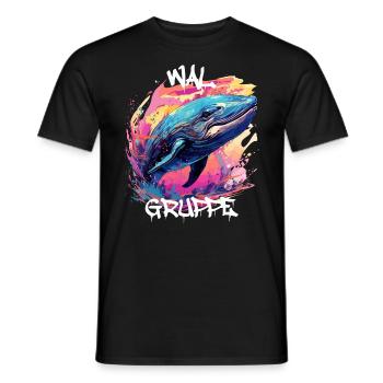 Graffiti Walgruppe Kindergarten Gruppentier Wal - Männer T-Shirt - Schwarz - Vorne - AI Model Male 178 light (178cm)