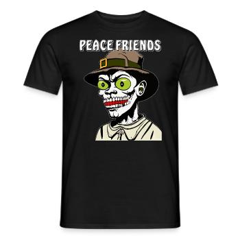 HALLOWEEN PEACE FRIENDS - Men's T-Shirt - black - Front - AI Model Male 178 light (178cm)