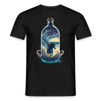 Pferd Flasche - Männer T-Shirt - Schwarz - Vorne - AI Model Male 178 light (178cm)