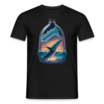 Bouteille de baleine - T-shirt homme - noir - Devant - AI Model Male 178 light (178cm)