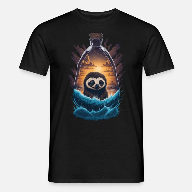 Faultier Flasche - Männer T-Shirt - Schwarz