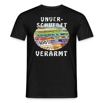 GELD UNVERSCHULDET VERARMT - Männer T-Shirt - Schwarz - Vorne - AI Model Male 178 light (178cm)
