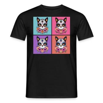 Kawaii Katze Zuckerschädel - Männer T-Shirt - Schwarz - Vorne - AI Model Male 178 light (178cm)