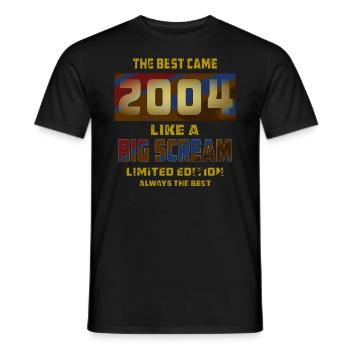 YEAR 2004 - Men's T-Shirt - black - Front - AI Model Male 178 light (178cm)