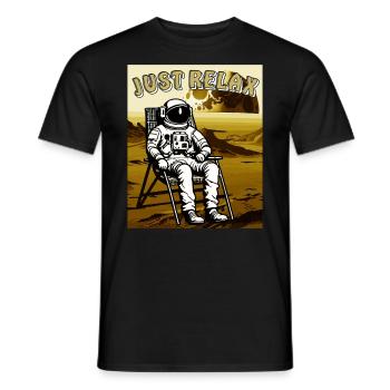 ASTRONAUT JUST RELAX - Men's T-Shirt - black - Front - AI Model Male 178 light (178cm)