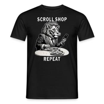 SMARTPHONE SCROLL SHOP REPEAT - Men's T-Shirt - black - Front - AI Model Male 178 light (178cm)