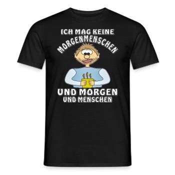 MENSCH COMIC MAG KEINE MORGENMENSCHEN - Männer T-Shirt - Schwarz - Vorne - AI Model Male 178 light (178cm)
