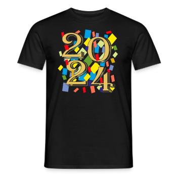 2024 - Men's T-Shirt - black - Front - AI Model Male 178 light (178cm)