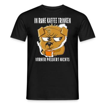 IN RUHE KAFFEE TRINKEN - Männer T-Shirt - Schwarz - Vorne - AI Model Male 178 light (178cm)