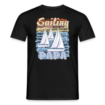 BOOTE SAILING PAPA - Männer T-Shirt - Schwarz - Vorne - AI Model Male 178 light (178cm)