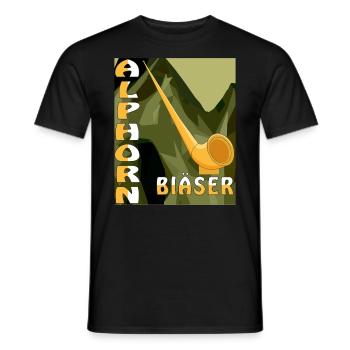 ALPHORN BLÄSER - Männer T-Shirt - Schwarz - Vorne - AI Model Male 178 light (178cm)