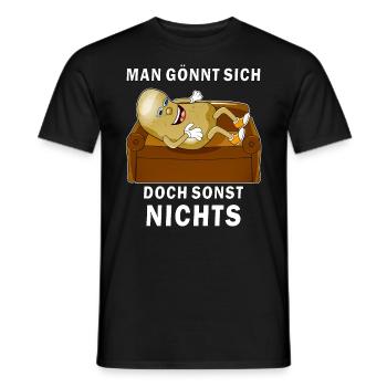 KARTOFFEL COUCH MAN GÖNNT SICH SONST NICHTS - Männer T-Shirt - Schwarz - Vorne - AI Model Male 178 light (178cm)