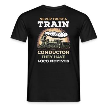 Nunca Te Fíes De Un Revisor De Tren Tienen Trenes - Men's T-Shirt - black - Front - AI Model Male 178 light (178cm)