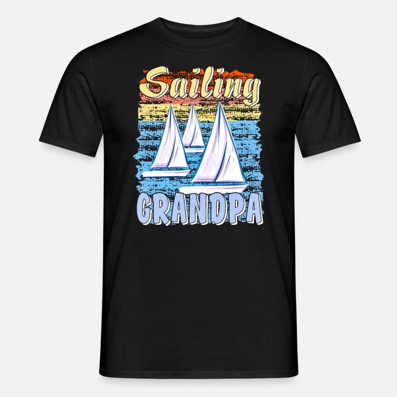 BOOTE SAILING GRANDPA - Männer T-Shirt - Schwarz