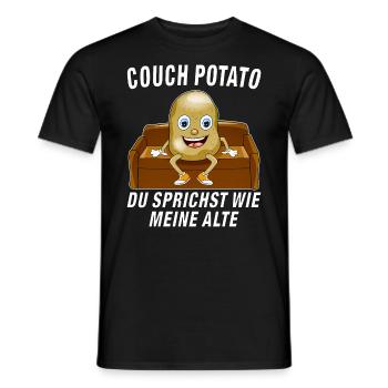 COUCH POTATO DU SPRICHST WIE MEINE ALTE - Männer T-Shirt - Schwarz - Vorne - AI Model Male 178 light (178cm)