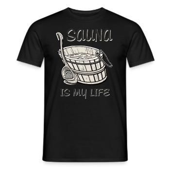 SAUNA IS MY LIFE - Men's T-Shirt - black - Front - AI Model Male 178 light (178cm)