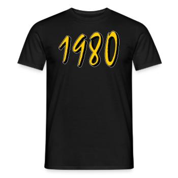 BIRTHDAY YEAR 1980 - Men's T-Shirt - black - Front - AI Model Male 178 light (178cm)