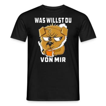 WAS WILLST DU VON MIR - Männer T-Shirt - Schwarz - Vorne - AI Model Male 178 light (178cm)