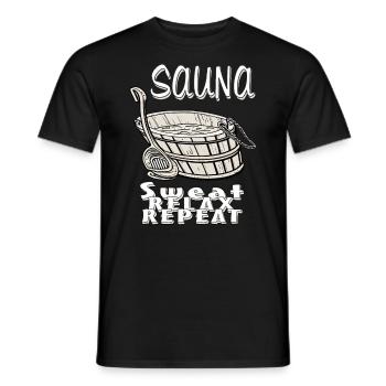 SAUNA SWEAT RELAX REPEAT - Men's T-Shirt - black - Front - AI Model Male 178 light (178cm)