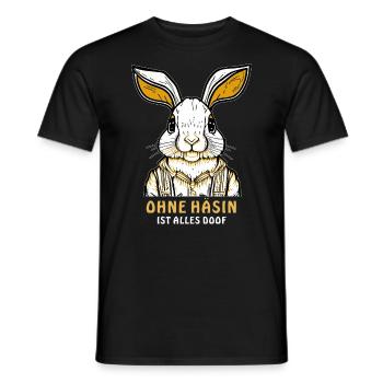 HASE OHNE HÄSIN ALLES DOOF - Männer T-Shirt - Schwarz - Vorne - AI Model Male 178 light (178cm)