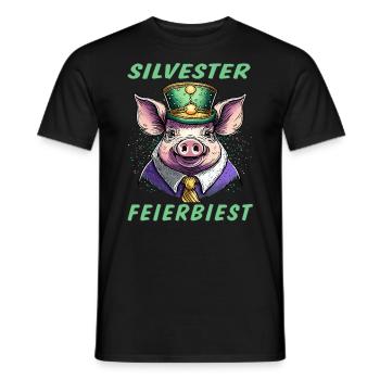Schwein SILVESTER FEIERBIEST - Männer T-Shirt - Schwarz - Vorne - AI Model Male 178 light (178cm)
