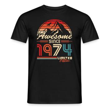 Jahrgang 1974 Berge Vintage Retro Geburtstag - Männer T-Shirt - Schwarz - Vorne - AI Model Male 178 light (178cm)