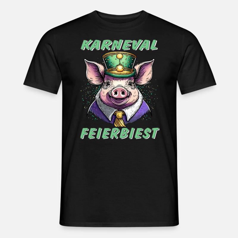 Schwein Karneval FEIERBIEST - Männer T-Shirt - Schwarz