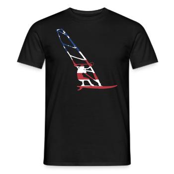 Sport Us Flag Windsurfing - Men's T-Shirt - black - Front - AI Model Male 178 light (178cm)