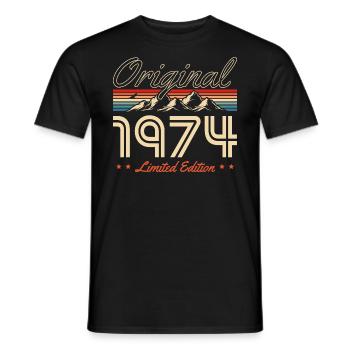 1974 Jahrgang Geburtstag Vintage Berge - Männer T-Shirt - Schwarz - Vorne - AI Model Male 178 light (178cm)