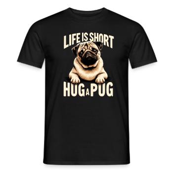 Câliner un carlin | Cadeau de maman chien - T-shirt homme - noir - Devant - AI Model Male 178 light (178cm)