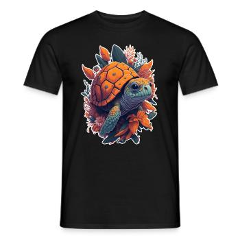 Motif Floral Tortue - T-shirt homme - noir - Devant - AI Model Male 178 light (178cm)