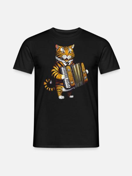 CAT ACCORDION - Men's T-Shirt - black
