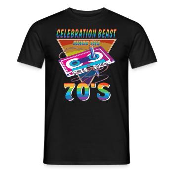 KASSETTE CELEBRATION BEAST 70ER - Männer T-Shirt - Schwarz - Vorne - AI Model Male 178 light (178cm)