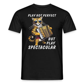 JEU D’ACCORDÉON CHAT PAS PARFAIT MAIS JEU SPEC - T-shirt homme - noir - Devant - AI Model Male 178 light (178cm)